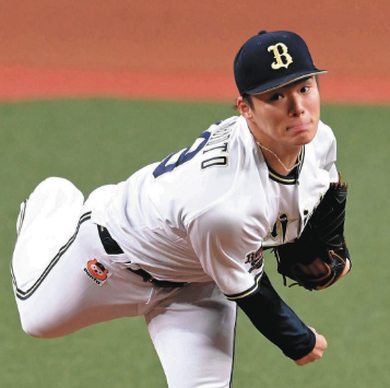 山本由伸がピッチングしている画像