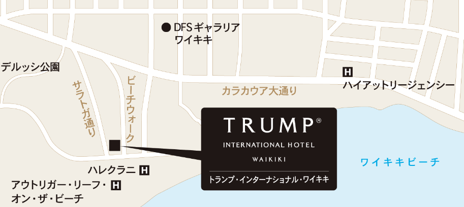 トランプ・インターナショナル・ホテル・ワイキキの立地マップ画像